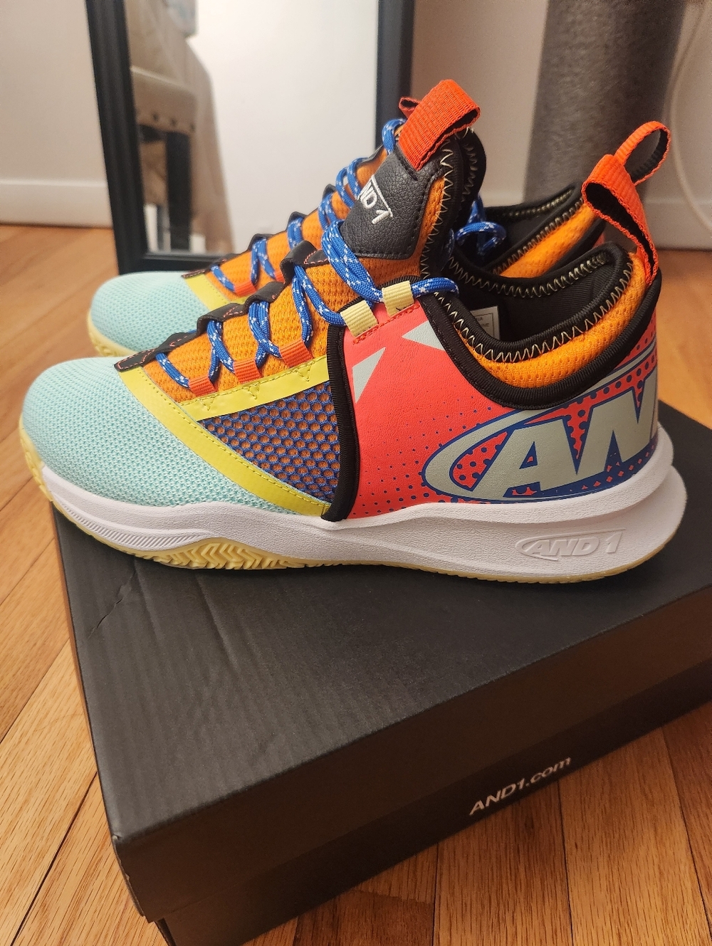 And1 Men Colorblock Sneakers - Orange/Blue/Teal/Yellow Size 9M